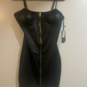 Sexy Black Spaghetti Strap Zipper Dress